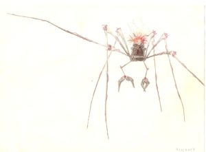 A woman riding a mechanical spider